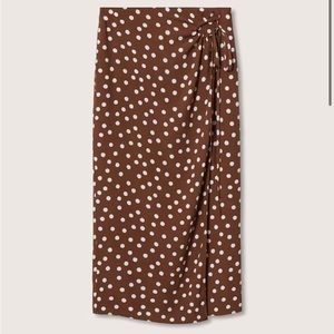 MANGO Wrap Print Skirt - Polka Dot Brown - Size 4